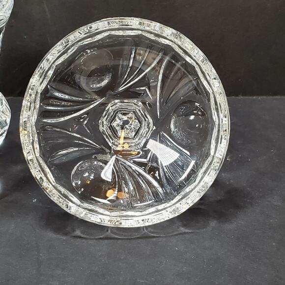 Vtg ABP Leaded Cut Crystal Lid Sugar Bowl Hobstars With Spire and Pinwheel Candy - Picture 3 of 9
